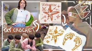 Txt Comeback Crochet + buying concert tickets 👑 patchwork cardigan, eyepatch, crown, album grid top