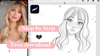 How To Draw a GIRLS Face + FREE Template Download