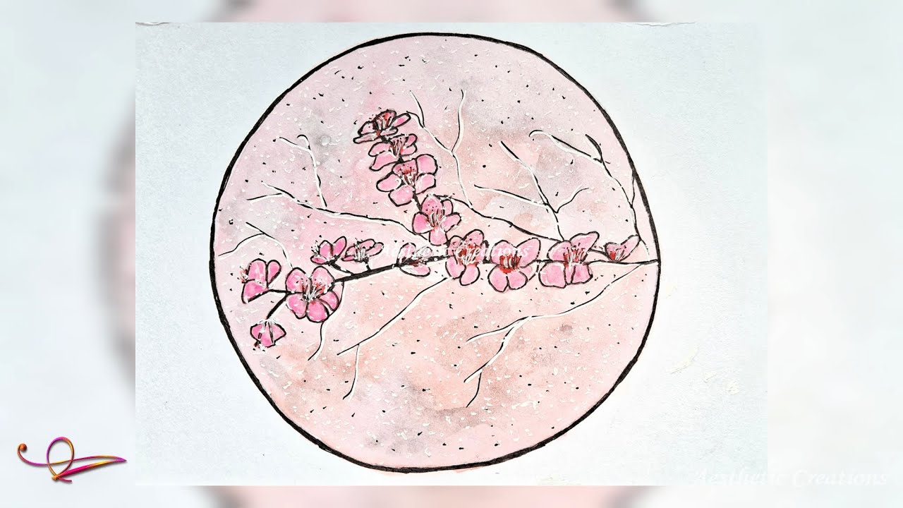 Cherry Blossoms in full bloom | Spring | Watercolour painting | Time-lapse