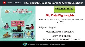 12th Class - English Question Bank with Solution - Set 4 - Section - Prose - Big Data Big Insights