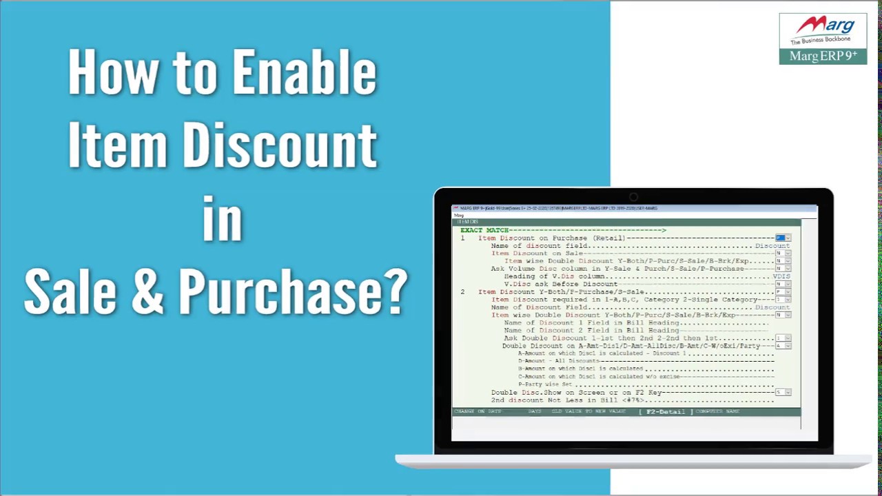 How to Enable Item Discount on Sale and Purchase in Marg ERP [Hindi ...