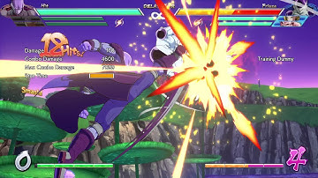Dragon Ball FighterZ - Hit + Beerus/Goku (assists) 6.1k 1-bar corner combo