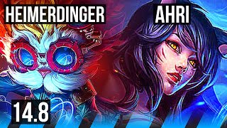 HEIMERDINGER vs AHRI (MID) | 6 solo kills, 1400+ games, 9/2/5, Dominating | EUW Master | 14.8