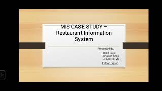 MIS Case Study - Restaurant Information System