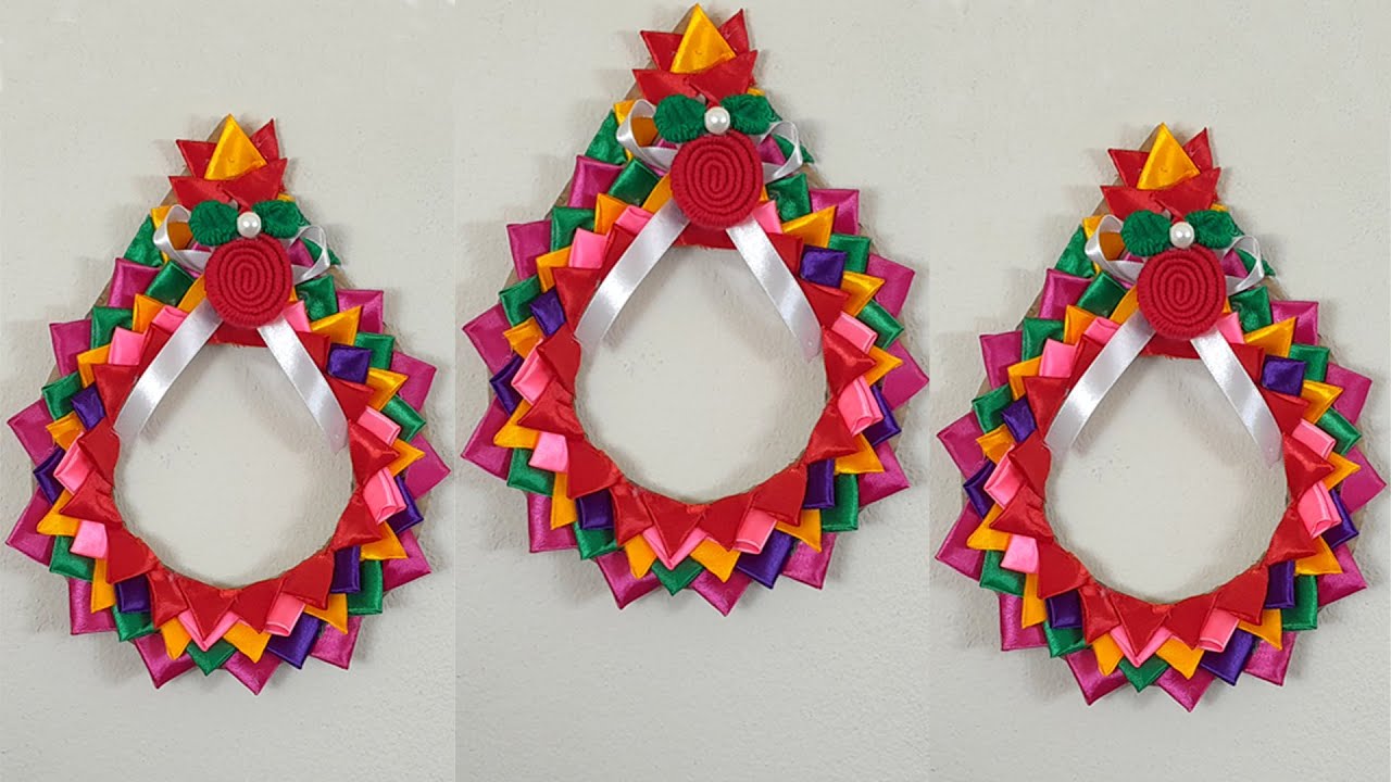 wall hanging craft ideas with satin ribbon Diy ribbon flower