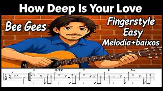 How Deep Is Your Love Fingerstyle Easy (Guitar Tab)