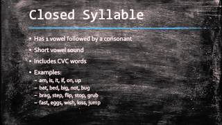 6 Types of Syllables part 1
