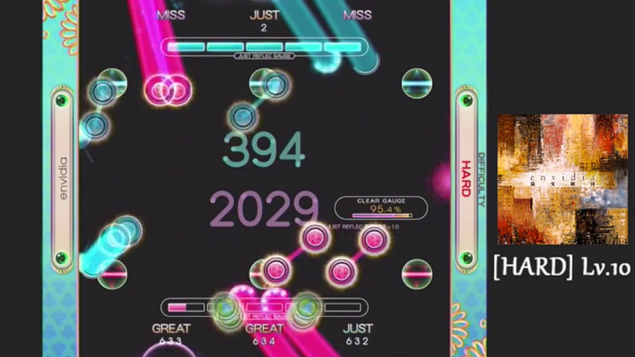 【REFLEC BEAT plus】 envidia [HARD] 97.0% + FC - YouTube