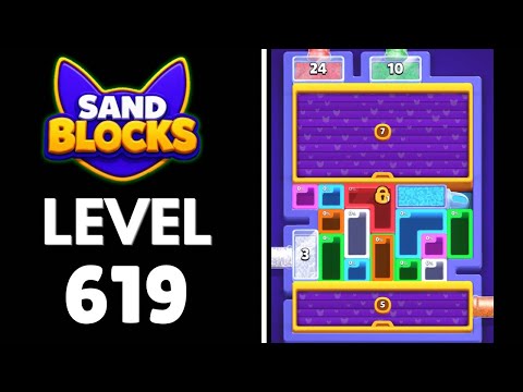 【Sand Blocks: Drop Puzzle】レベル619攻略手順！砂の平坦化と下層消去のコツ