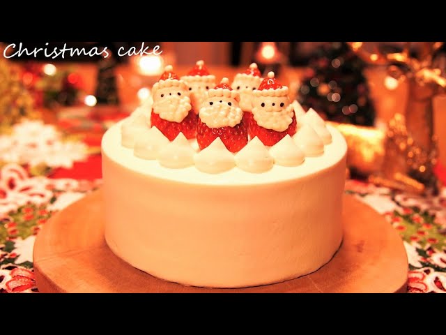 クリスマスケーキ【グルテンフリー】苺サンタ🍓米粉のスポンジ＊作り方＊ナッペ＊Strawberry Santa's Christmas cake * Gluten-free *
