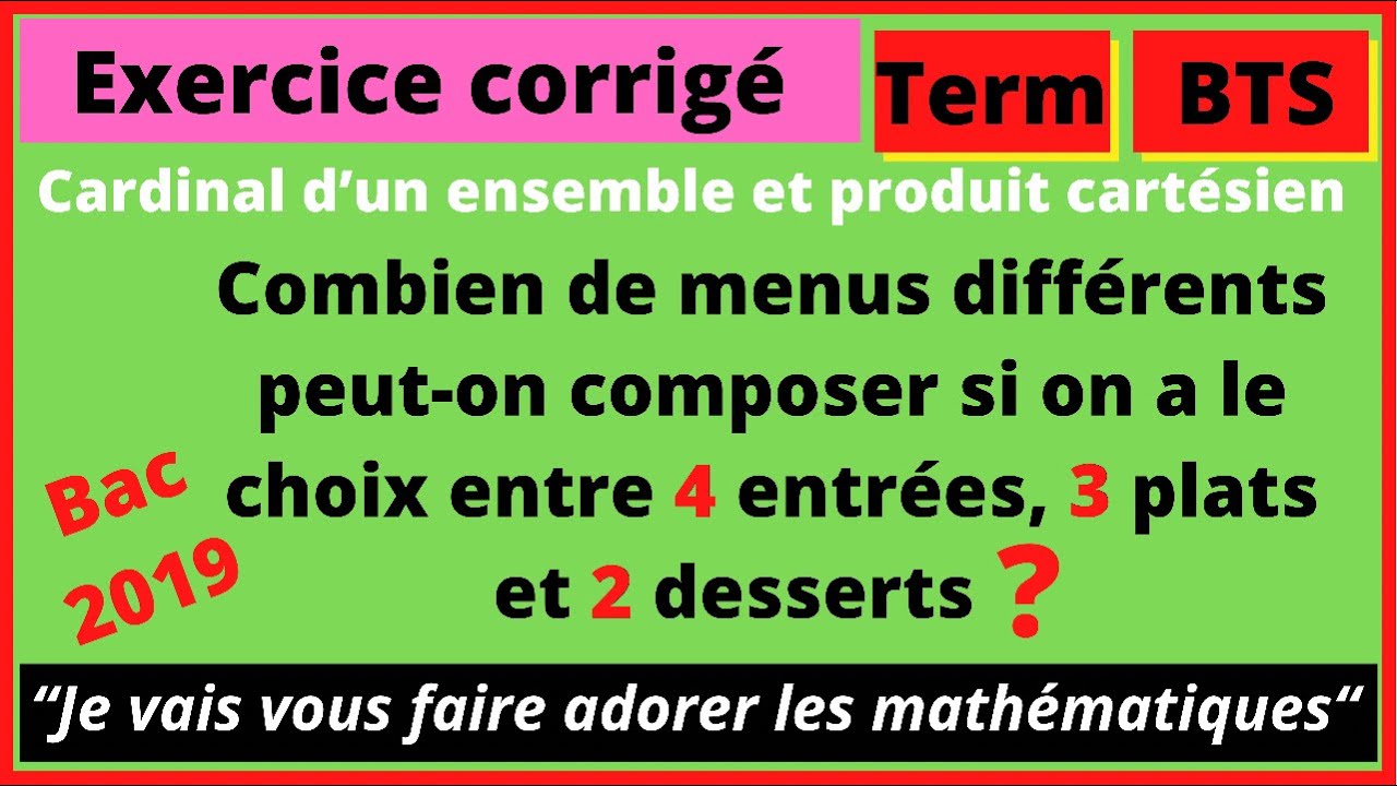 Cardinal d’un ensemble et produit cartésien - Exercice corrigé ! - YouTube