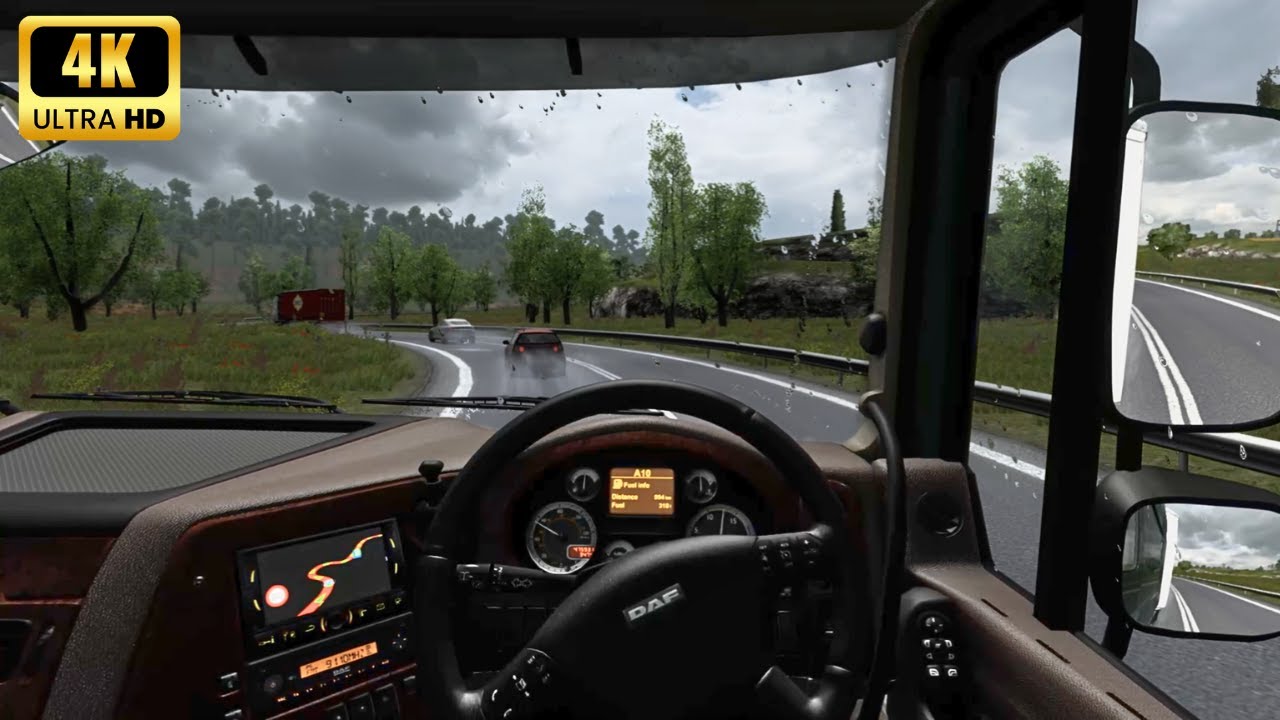 ETS2 1.57 + 4K JBX Graphics w/ DAF XF105 Super Space! Light Rain & Narrow twisted Roads of Liverpool