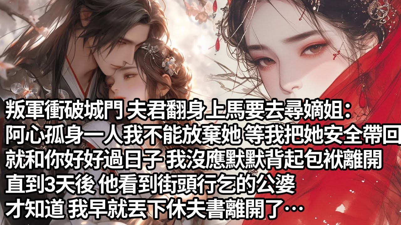 【一口氣看完】叛軍衝破城門 夫君翻身上馬要去尋嫡姐：阿心孤身一人我不能放棄她 等我把她安全帶回，就和你好好過日子 我沒應默默背起包袱離開，直到3天後他看到街頭行乞的公婆，才知道我早就丟下休夫書離開了…