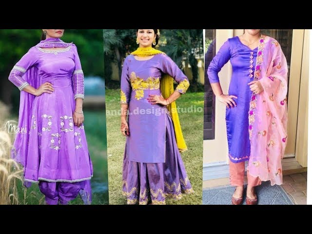 Light Purple Kurta set with Dupatta in Pure Dola Silk fabric with  Gotta-Patti,Dabka and Jardozi Work | Kishori