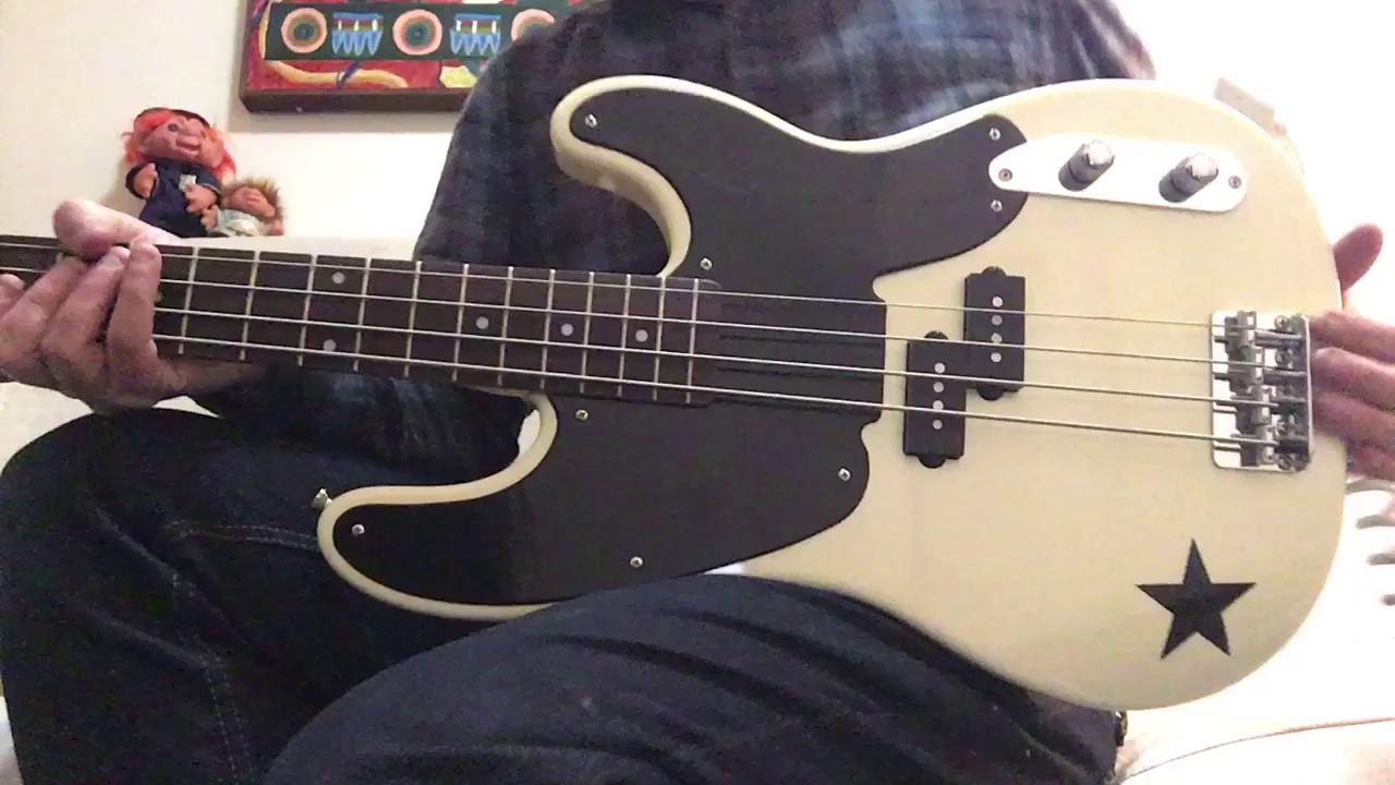 2007 Squier Mike Dirnt Precision Bass White with Black Star