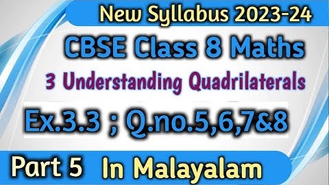 Ex.3.3 Q.no.5,6,7,8 CBSE Class 8 Maths Chapter 3 Understanding Quadrilaterals New syllabus 2023-24