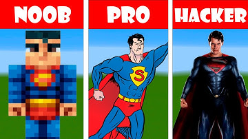 NOOB VS PRO VS HACKER Minecraft Pixel Art 💪SUPERMAN👍