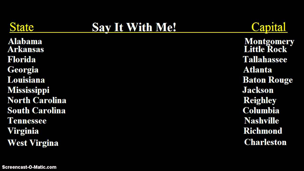 Learning Southeast States + Capitals YouTube