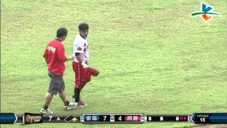 20140608-2 爆米花 綺麗 vs 崇越 七上 鄭鎧文擊出穿越三游方向,陳胤澔滑倒來不及補救,崇越再得一分!