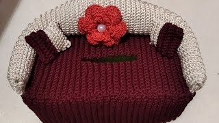 Crochet | Sofa Tissue Box Cover tutorial part 1, Spanyol subtitle