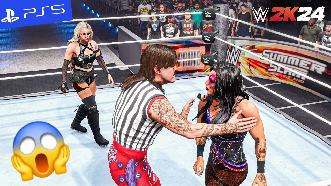 WWE 2K24 - Риа Рипли против Лив Морган - Доминик Мистерио - Специальный приглашенный рефери | PS5...