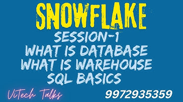 Snowflake Training Session-1 | What is Database & Warehouse| #vitechtalks  Snowflake |Tables| Schema