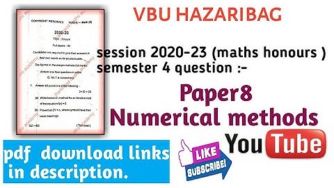 vbu maths semester 4 question paper 8 2020-23