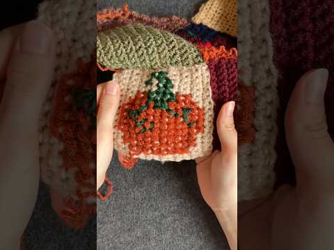 #crossstitch on my #crochet patchwork vest with me!🍁#crochettutorial is up on my channel! #fyp #fy (video tutorial)