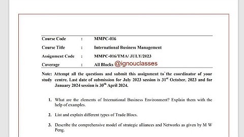 IGNOU MMPC- 16 Solved Assignment July 2023 Jan 2024 PDF [FREE] |  International Business Management