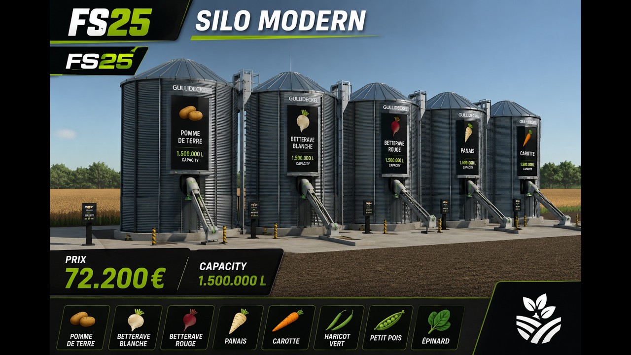 Modernes Silo mit digitalem Bildschirm