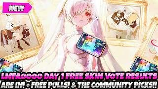 *LMFAOOOO! DAY 1 FREE SKIN VOTE RESULTS ARE IN!* + Free Pulls! & The Community Picks (Goddess Nikke
