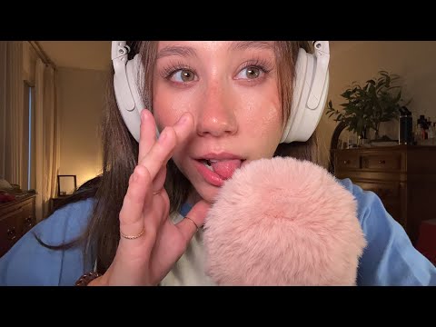 ASMR | Mouth Sounds, Fluffy Mic Cover, Inaudible Whispering