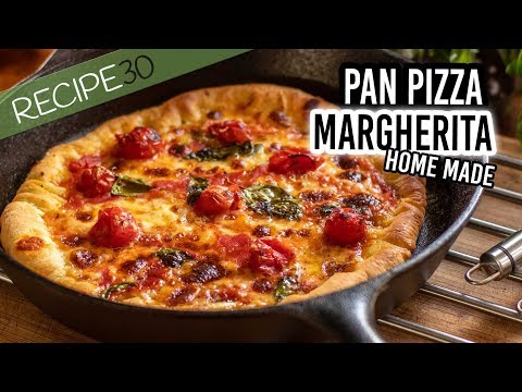 Margherita style pan pizza completely made from scratch using one pan