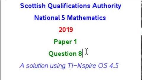2019 SQA N5 Maths P1 Q08