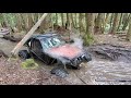 Stock 22R pushing 44 inch swampers vs. V8 Toyota in giant mud hole on the swamp trail in Elbe