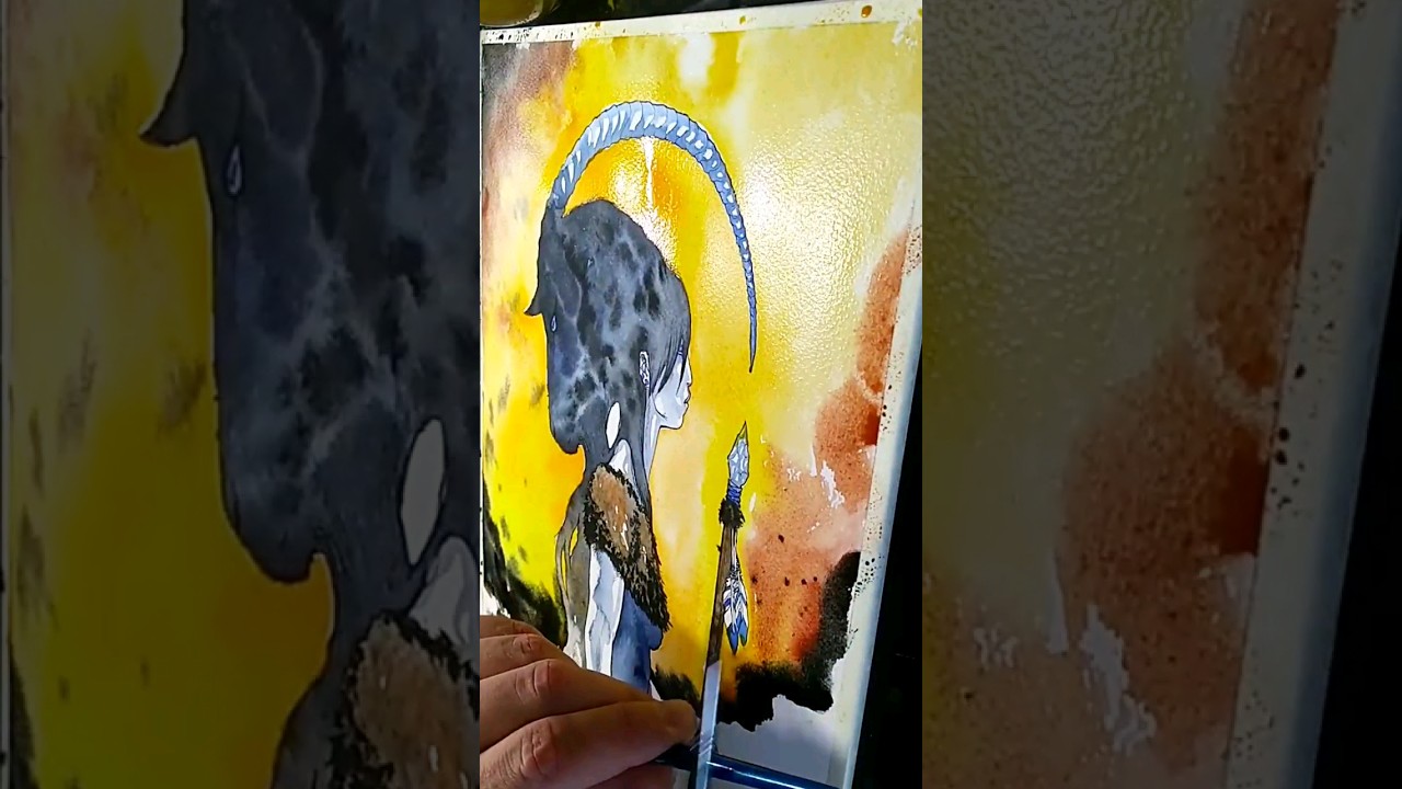 The Goat! Painting a burning sunrise. 
