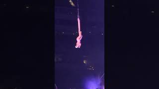 Pink- performing an aerial act of Turbulence from Sofi Stadium