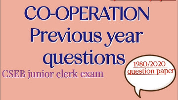 CSEB junior clerk exam  co operation previous year questions 1980/2020 question paper