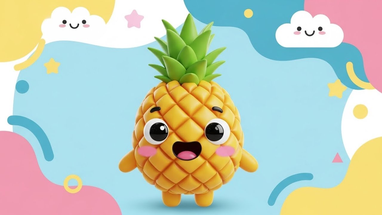 Canción de la aventura de la piña saltarina para niños que aprenden y ...