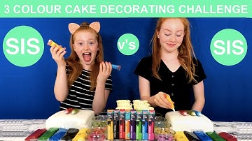 3 COLOR CAKE DECORATING CHALLENGE | SIS v’s SIS | Ruby & Raylee