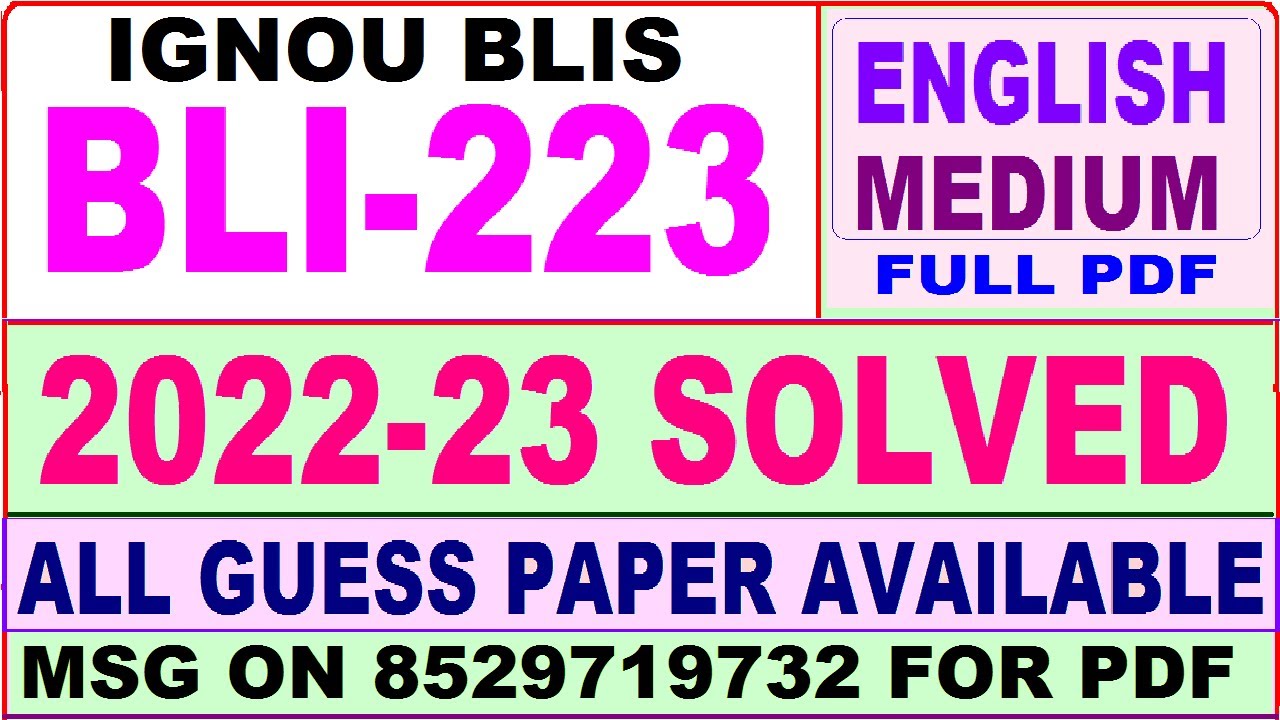 blis solved assignment 2022 23 in english