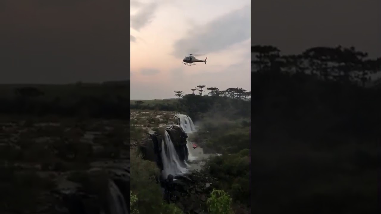 Águia 04 realiza resgate e transporte aeromédico de vítima de queda em cachoeira de 30 metros