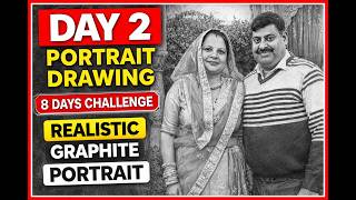 Day 2 Portrait Drawing with Graphite Pencil on A3 Paper 🔥 8 Days Live Challenge | Daily 6PM Session