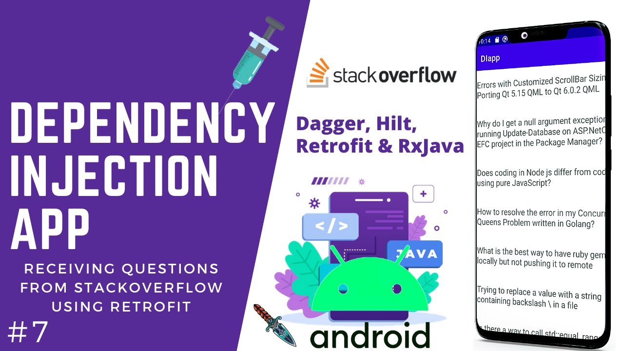  dependency injection app receiving questions using retrofit