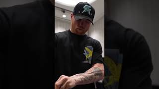 Canelo Alvarez testing out his gloves ahead of fight night 👀