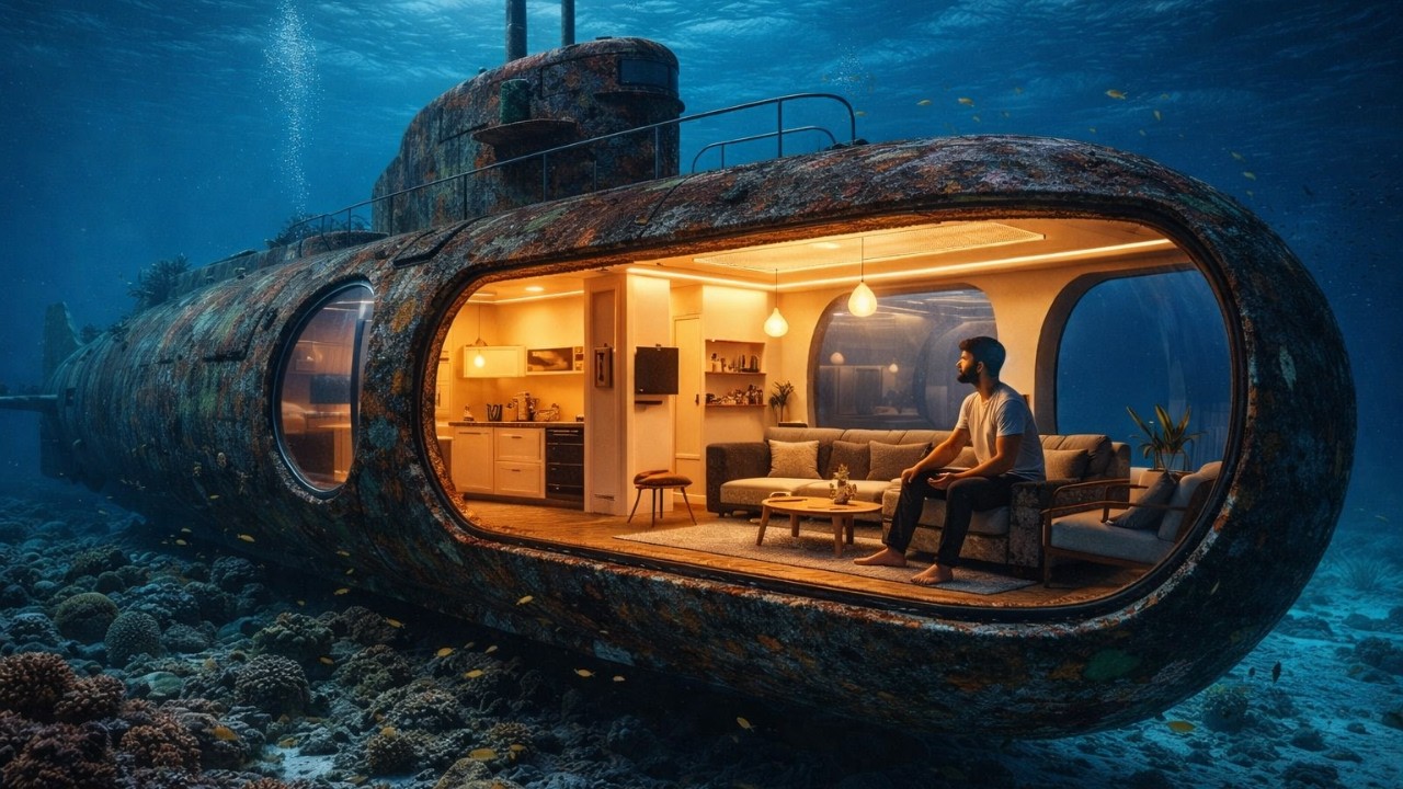 Submaringe Cladding Building a Modern HIDDEN SHELTER Inside an Abandoned Submarine ...