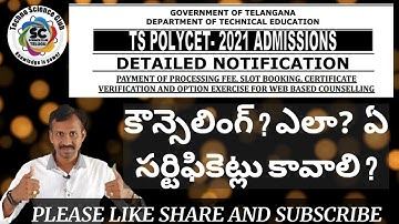 TS POLYCET - 2021 counceling | Dates ? required documents ? certificat verification ?