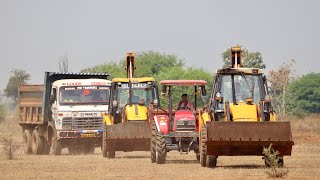 2 JCB 3dx Loading Mud Trolley with Truck | 4wd Mahindra Arjun NOVO | Tata 2518 Truck