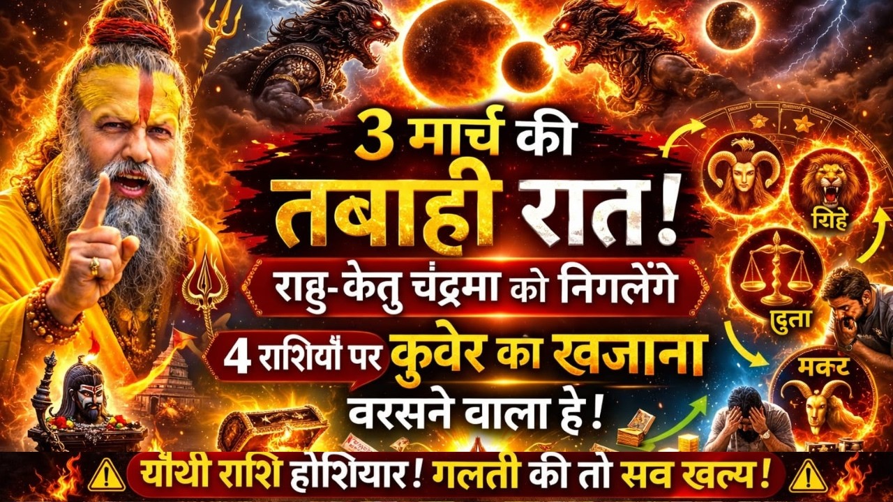 3 मार्च की रहस्यमयी रात🌒100 साल बाद बना महासंयोग! इन 4 राशियों की किस्मत बदलने वाली है | Premanad Ji