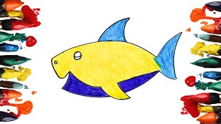 "Drawing, Painting, and Coloring Baby Shark for Kids | Learn Easy Drawing"